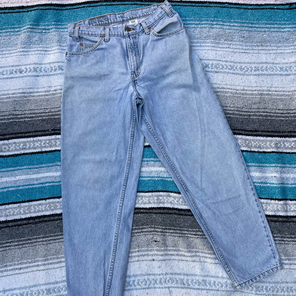 Levi’s (orange tab), size 30, light blue vintage denim